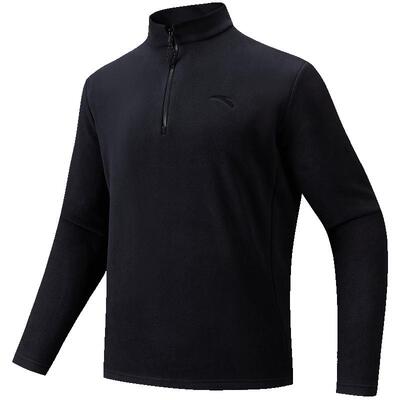 安踏摇粒绒长T立领抓绒衣外套男