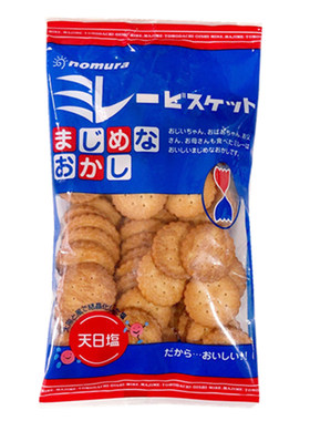 现货日本饼干野村小圆饼干日式薄脆原味海盐味天日盐米勒进口零食