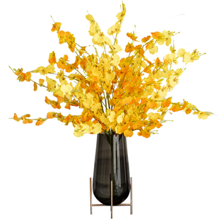 高品质跳舞兰仿真花轻奢高端假花黄色迎春干花客厅插花餐桌花摆花