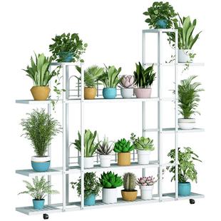 花架置物架阳台花架子客厅落地式铁艺可移动多肉植物花盆托架多层