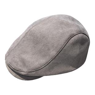 英伦风复古报童帽男时尚百搭正反两戴前进帽秋冬麂皮绒鸭舌帽子女