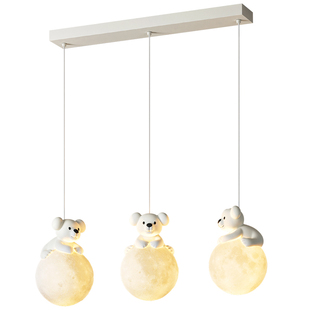 帕莎 餐厅吊灯 奶油风餐厅吊灯创意考拉三头餐桌吊灯温馨照明灯具