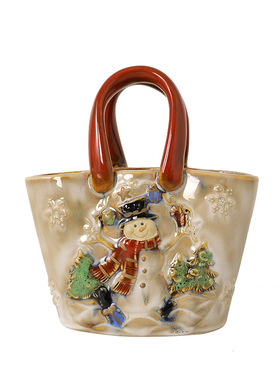 装饰品圣诞雪人花瓶笔筒摆件