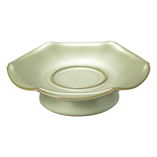 汝窑陶瓷复古茶盏托小号茶盘养壶海棠茶承景德镇汝瓷开片可养仿古