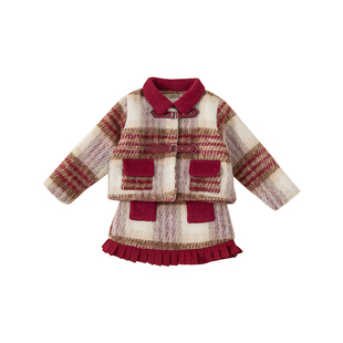 INSbobo童装女童套装冬季新款儿童小香风衣服女孩外套半身裙冬装