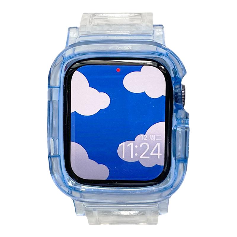 渐变冰川透明适用iwatch表带一体