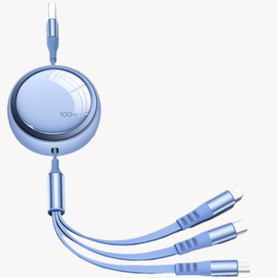 车载充电器手机快充三合一数据线一拖三头汽车伸缩线适用苹果安卓