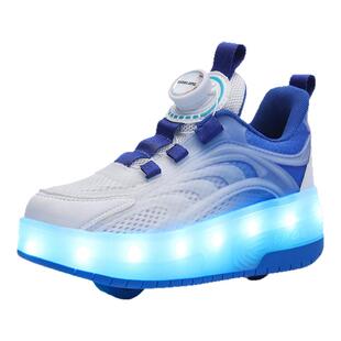 儿童暴走鞋双轮带灯溜冰鞋男童滑轮鞋女童发光鞋运动鞋变形轮子