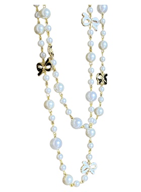 小香风蝴蝶结珍珠项链