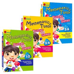 Casco Mathematics Tutor Puzzles And Games 新加坡数学 数学导师解谜游戏 益智活动小学1-6年级教辅 3册套装 英文原版进口图书