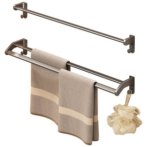 雅美姬家居旗舰店毛巾架卫生间免打孔壁挂浴室置物架毛巾单双杆厕所洗手间收纳挂架