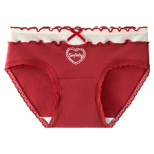 芬腾少女红色内裤女童初中生纯棉抗菌2026马年新款本命年三角短裤