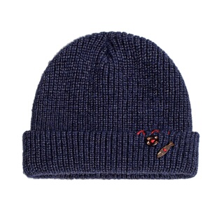 马登藏青色复古针织保暖加厚毛线冷帽子大头围防寒护耳瓜皮帽女冬