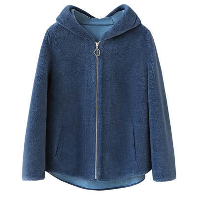 连帽羊剪绒羊羔毛颗粒皮草外套女