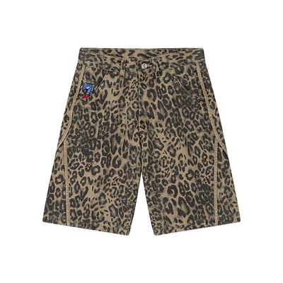 MindError豹纹解构五分牛仔短裤