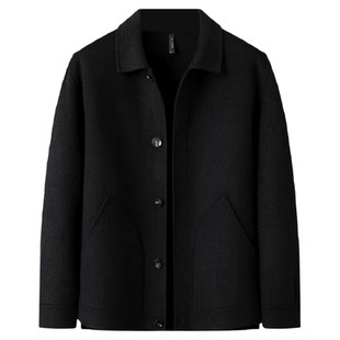 大码羊毛呢西装外套男士加肥加大双面呢短款大衣冬季胖子保暖夹克