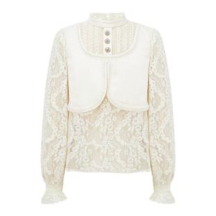 LULUALWAYS我爱露露新款优雅温柔假两件蕾丝衬衫女上衣