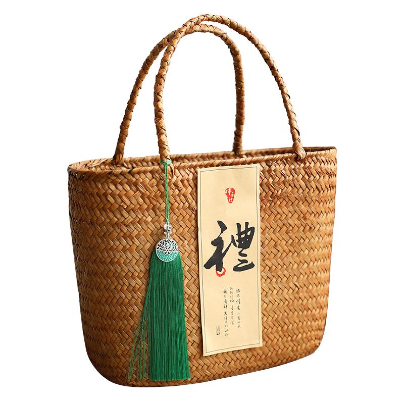 闲储草编手提包文艺范出游手工编织包百搭菜篮子拍照道具收纳