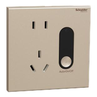 施耐德境尚系列淡奶咖五孔地脚灯感应插座小夜灯过道纯净白星耀灰