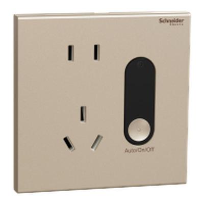 施耐德境尚系列淡奶咖五孔地脚灯感应插座小夜灯过道纯净白星耀灰