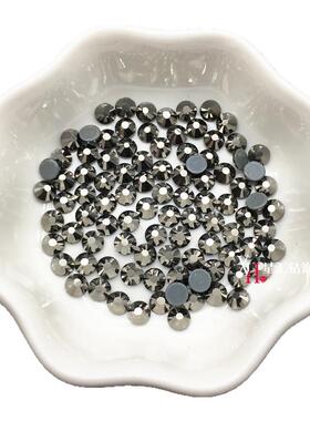 超闪日式玻璃平底钻圆形烫钻矿黑