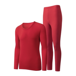 【鸿运套装】红豆绒磨毛加厚保暖内衣男女结婚本命年红色秋衣秋裤