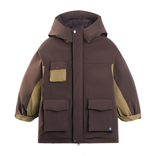 EBAER童装儿童棉服2025冬新款男童户外保暖棉衣女童连帽棉袄外套