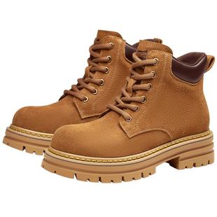 KISSCAT接吻猫大黄靴秋季新款户外美拉德工装靴时尚气质马丁靴女