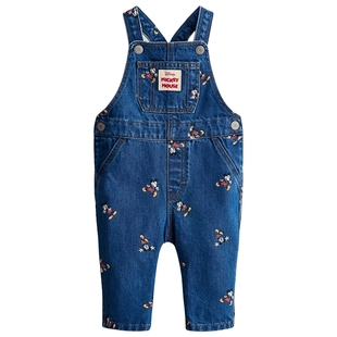 【迪士尼系列】HM童装男婴背带裤冬季新款米奇牛仔背带裤1314575
