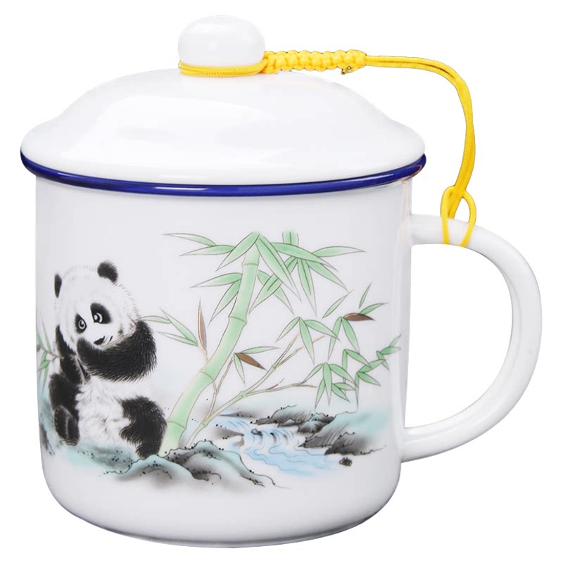 红龙茶杯陶瓷大容量带盖水杯复古茶杯