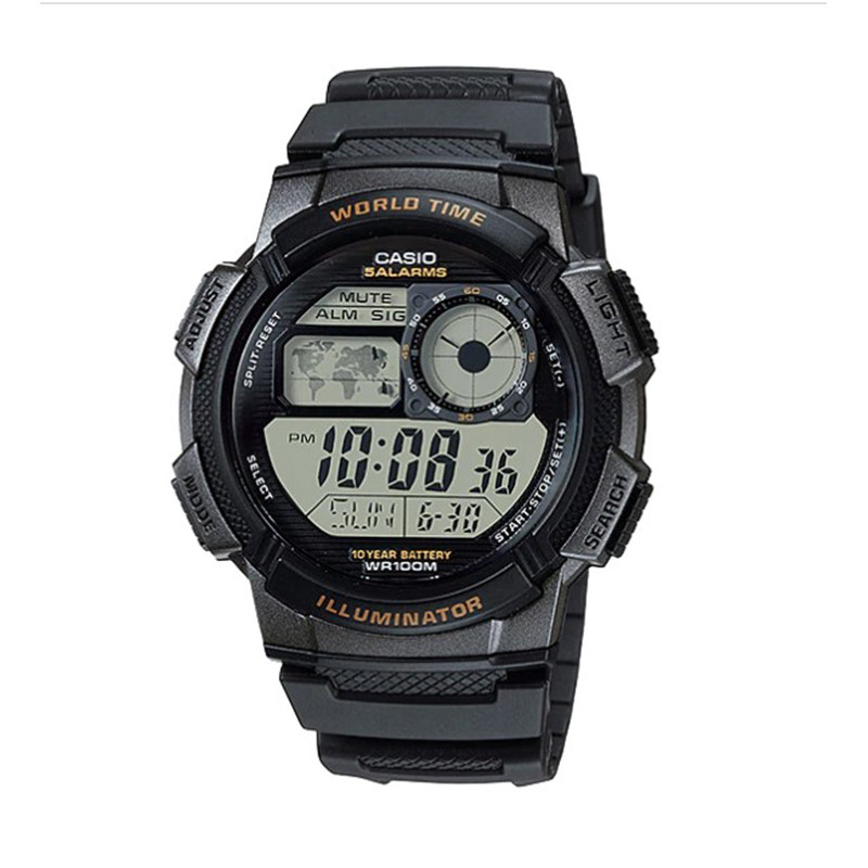 【深度防水】卡西欧CASIO 电子表电力十年学生手表男AE-1000W-1A