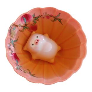 新品红土猪油冻陶瓷能吐泡泡躺平猪配主人杯茶宠手工可爱摆件茶道