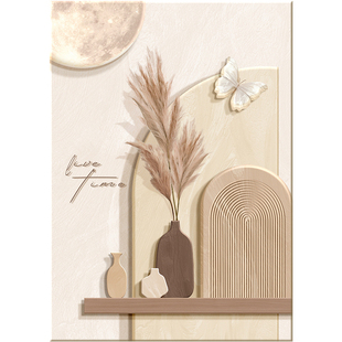 奶油风卧室床头装饰画高级感艺术抽象人物主卧挂画客厅原木风壁画