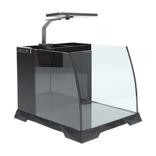 桌面金鱼缸客厅办公室创意曲面新中式背滤海水生态水草弧形水族箱