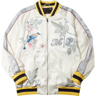 PINLI品立春季新品重工刺绣烫钻棒球服男士潮牌宽松夹克外套