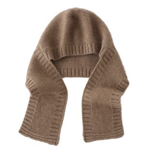 可爱儿童连脖帽100%纯山羊绒连帽围巾一体女秋冬保暖护颈帽子围脖