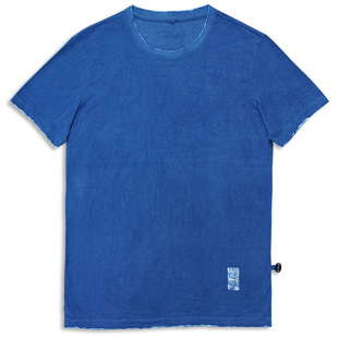 【细节白边】手绘蜡染植物蓝染设计手工草木染indigo圆领短袖T恤