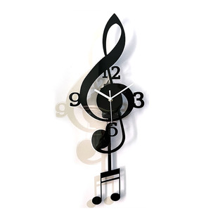 创意欧式音符静音摇摆挂钟客厅个性时尚钟表现代简约卧室石英挂表