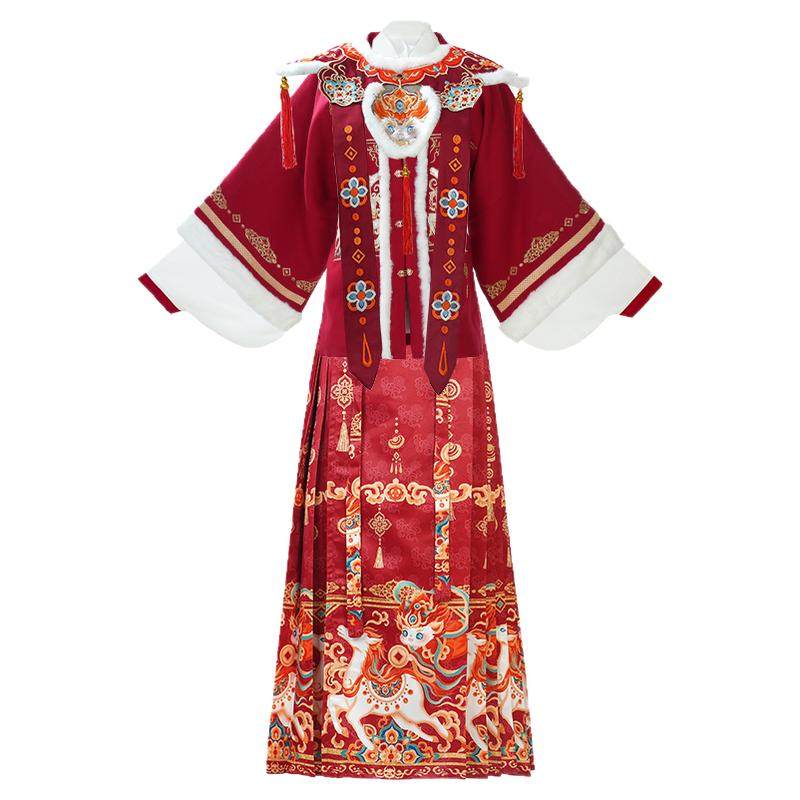 凝紫萱-马上迎財 明制拜年汉服2026新款冬季母女亲子装马面裙古装