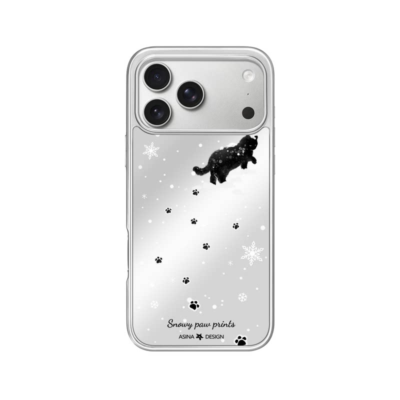 雪地爪印适用苹果17Promax手机壳新款iPhone16Pro磁吸保护套Co6带支架ip15可爱高级感14网红镜面13pm全包女