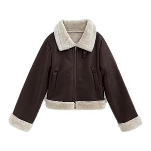 日本直邮日潮 GRL 毛皮皮夹克 FO2046短款翻领质感休闲时尚外套