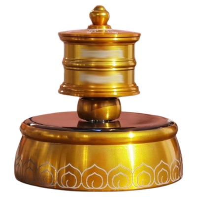 语狮子太阳能车载转金轮摆件