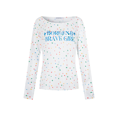 DARKAGE原创斜肩彩色波点长袖T恤