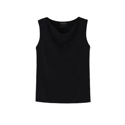 兰精天丝荡领背心百搭无袖上衣