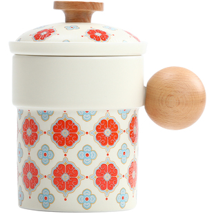 柿柿如意马克杯带盖茶水分离泡茶杯姓氏杯送老师女生生日礼物定制