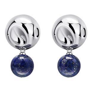 豆豆同款tensi系列青金石银球耳环女原创设计凹凸圆球925银针耳钉