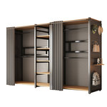 洞洞板衣柜家用卧室落地挂衣架简易金属置物架开放式防尘衣帽架