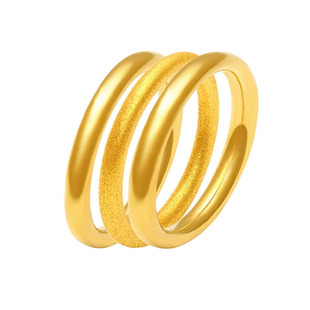 999足金三生三世黄金戒指女款3D硬金素圈指环纯金时尚指环送女友