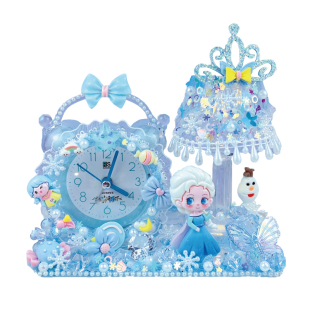 儿童diy奶油胶卡通小闹钟制作材料包手工小夜灯摆件女孩益智玩具