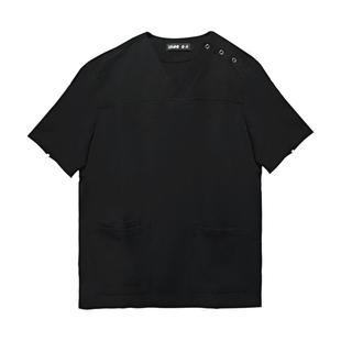 男女洗手衣实验服短款长袖白大褂口腔医生工作服刷手服黑色弹力